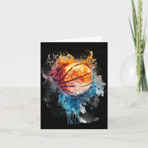 Basketball Watercolor Colourful Drawing Basketball Card