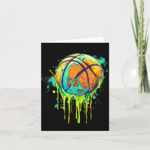 Basketball Watercolor Drawing Artwork Basketball P Card