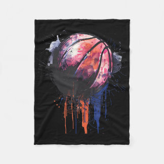 Basketball Watercolor Drawing Artwork Basketball P Fleece Blanket