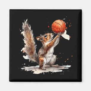 Basketball Watercolor Squirrel Basketball Lover Bb Magnet