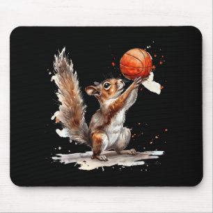 Basketball Watercolor Squirrel Basketball Lover Bb Mouse Pad