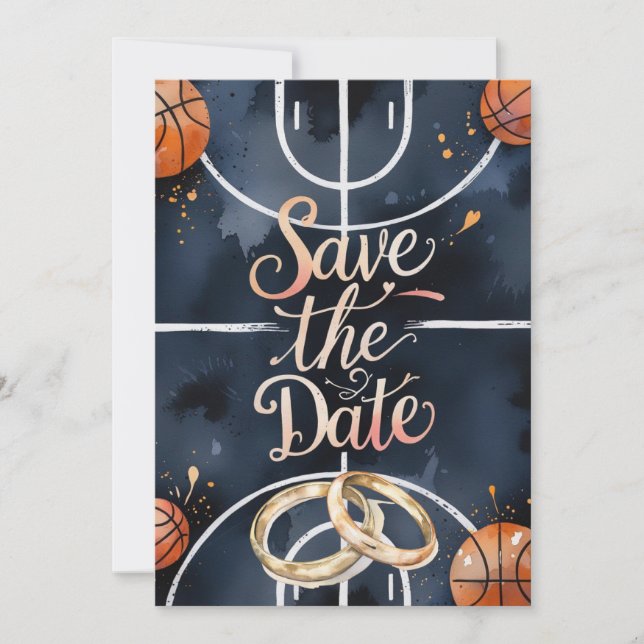 Basketball wedding SAVE THE DATE Invitation (Front)