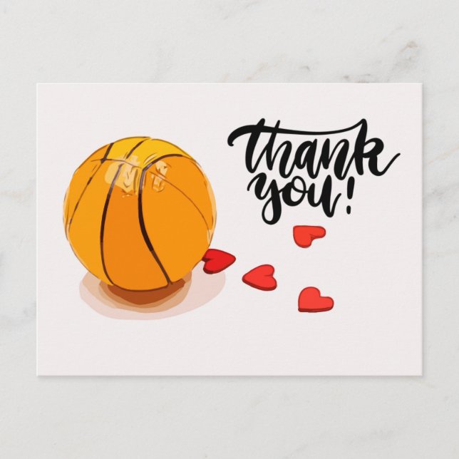 Basketball Wedding  Thank you Postcard (Front)