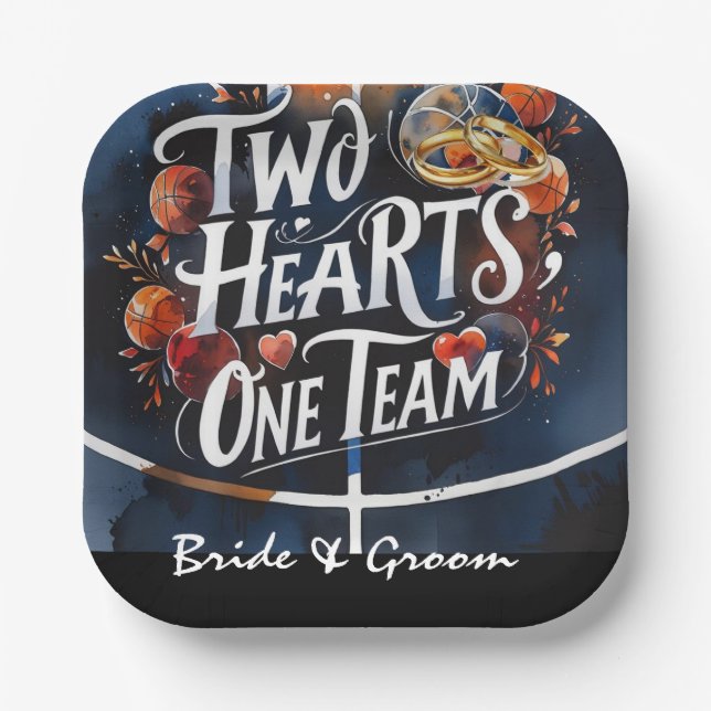 Basketball wedding themed paper plate (Front)