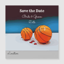 Basketball wedding with love on blue save the date