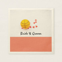 Basketball wedding with love red hearts