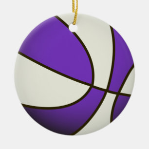 Basketball - White/Purple Ceramic Tree Decoration
