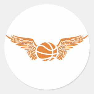 basketball. winged. classic round sticker