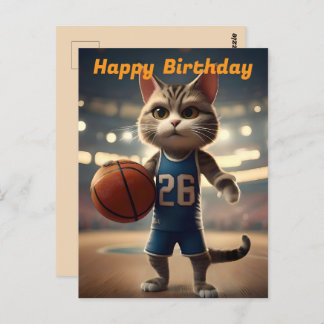 "Basketball with a Side of Catitude" Birthday Postcard