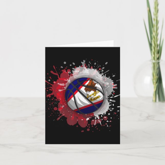 Basketball With American Samoa Flag  Card (Front)