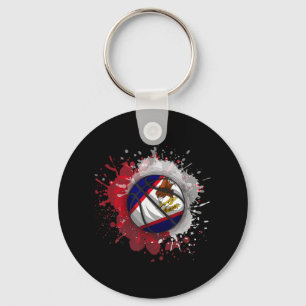 Basketball With American Samoa Flag Key Ring