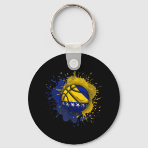 Basketball With Bosnia And Herzegovina Flag Key Ring