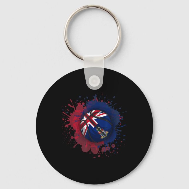 Basketball With Cayman Islands Flag  Key Ring (Front)
