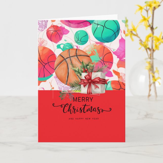 Basketball with Christmas themed for player Card (Yellow Flower)