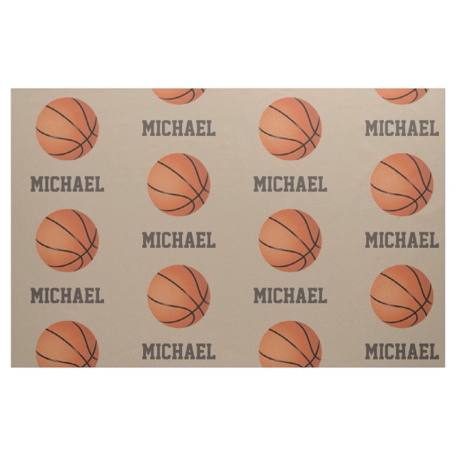 Basketball with Custom Name Personalised Printed Fabric (Fat Quarter)