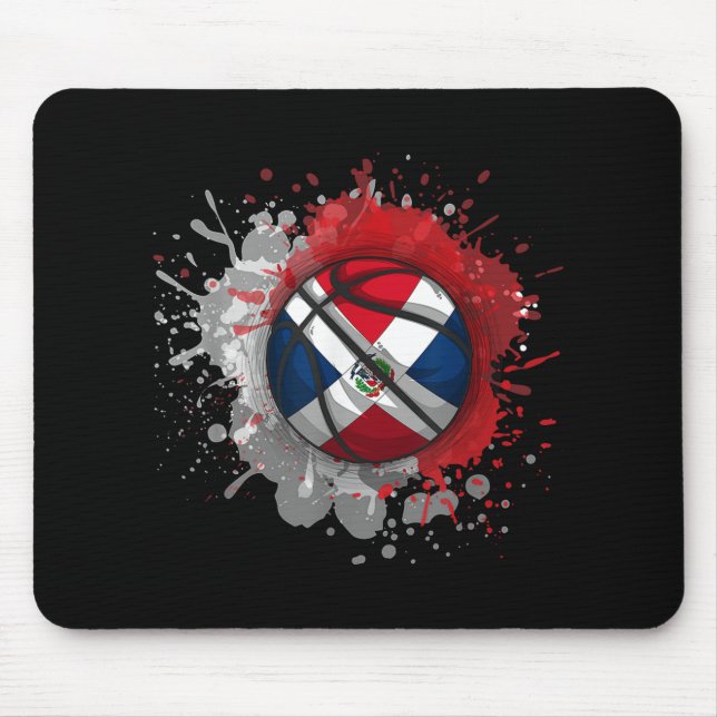 Basketball With Dominican Republic Flag  Mouse Pad (Front)