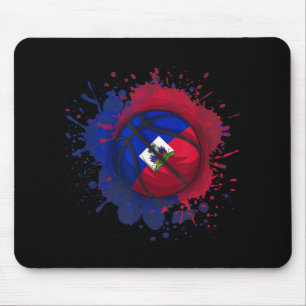Basketball With Haiti Flag Mouse Pad