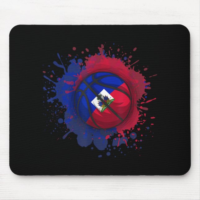 Basketball With Haiti Flag  Mouse Pad (Front)