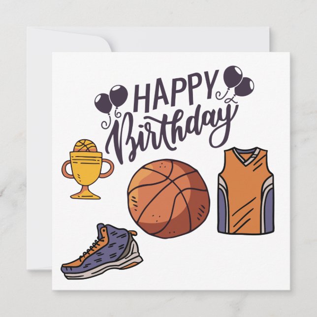 Basketball with Happy Birthday on white background (Front)