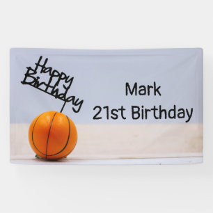 Basketball with Happy Birthday on white background Banner