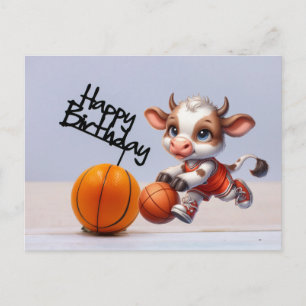 Basketball with Happy Birthday on white background Postcard
