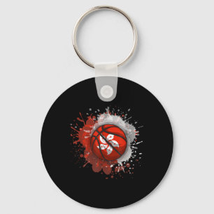 Basketball With Hong Kong Flag Key Ring