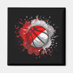 Basketball With Indonesia Flag  Magnet