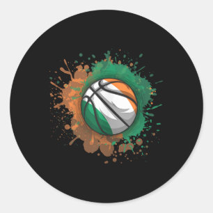 Basketball With Ireland Flag Tank Top  Classic Round Sticker