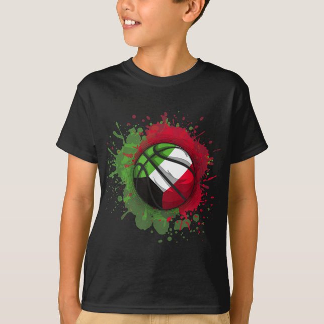 Basketball With Kuwait Flag  T-Shirt (Front)