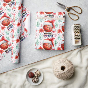 Basketball with Santa hat for Christmas Wrapping Paper