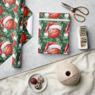 Basketball with Santa hat for Christmas  Wrapping Paper