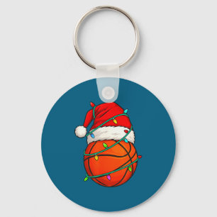 Basketball With Santa Hat Funny Christmas Xmas Gif Key Ring