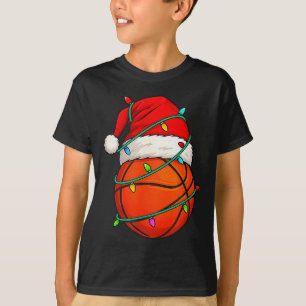 Basketball With Santa Hat Funny Christmas Xmas Gif T-Shirt