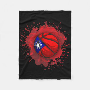 Basketball With Taiwan Flag Fleece Blanket