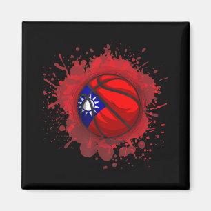 Basketball With Taiwan Flag Magnet