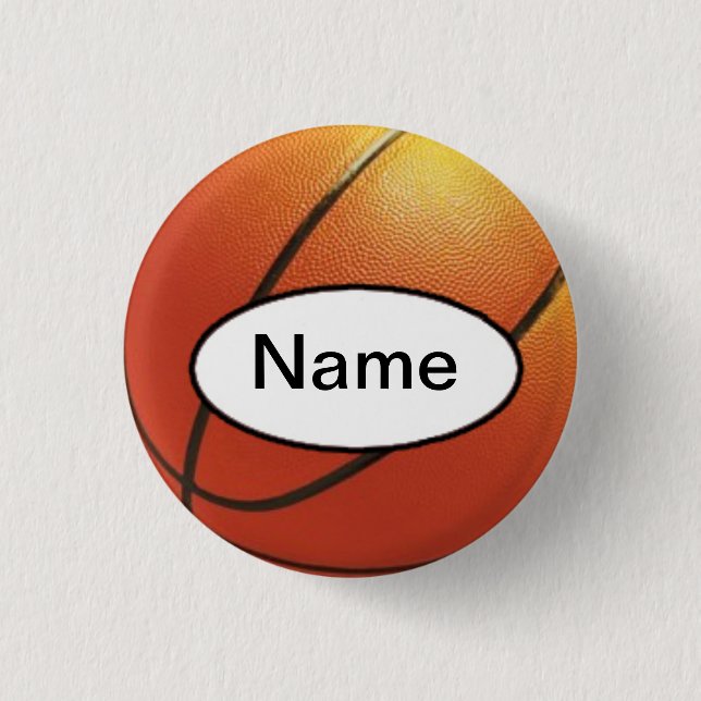 basketball with your name on it 3 cm round badge (Front)