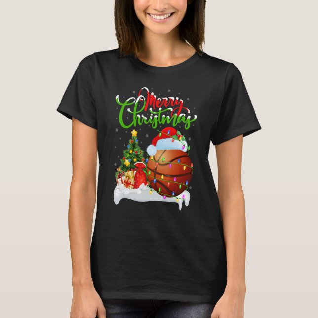 Basketball   Xmas Decorations Santa Basketball Chr T-Shirt (Front)