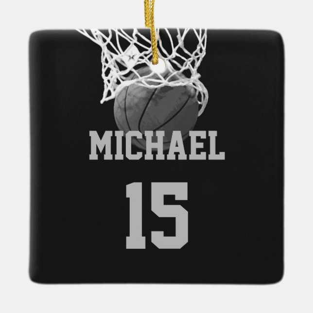 Basketball Your Name Ceramic Ornament (Front)