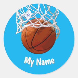 Basketball Your Name Custom Classic Round Sticker