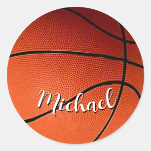 Basketball Your Name Custom Classic Round Sticker