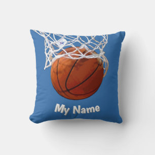 Basketball Your Name Custom Steel Blue Background Cushion