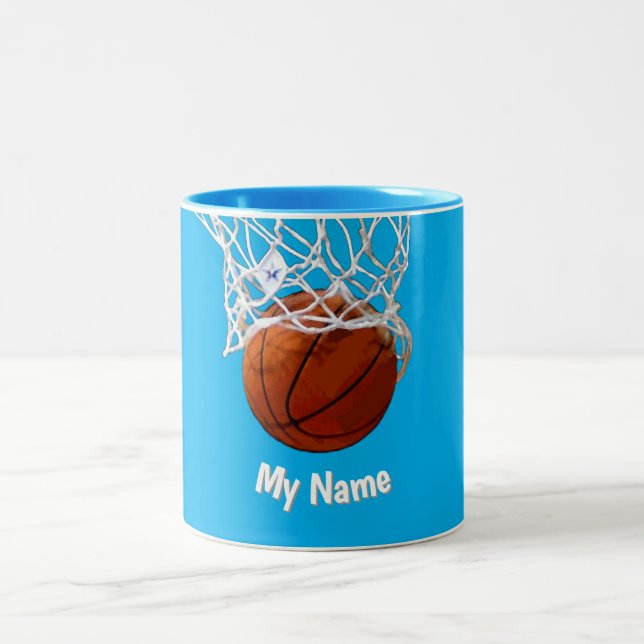 Basketball Your Name Custom Two-Tone Coffee Mug (Center)