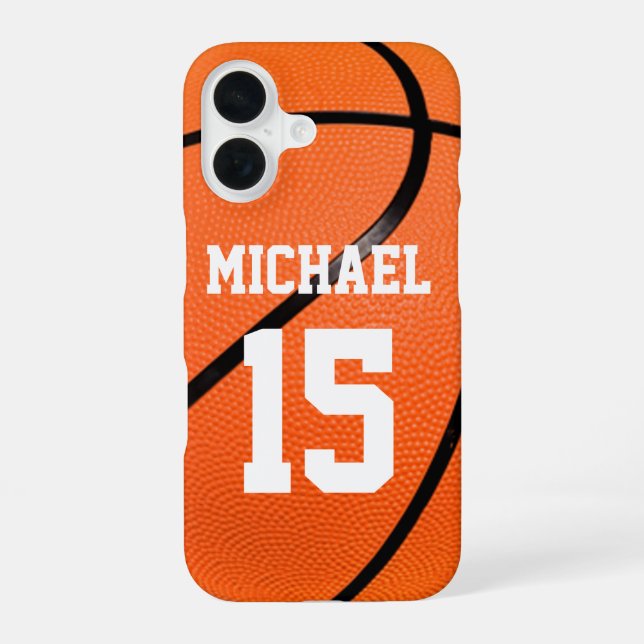 Basketball Your Name Customisable iPhone 16 Case (Back)