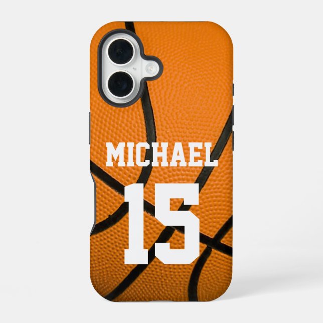 Basketball Your Name Customisable iPhone 16 Case (Back)