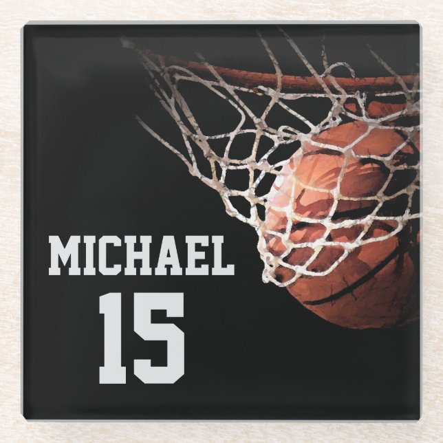 Basketball Your Name Glass Coaster (Front)