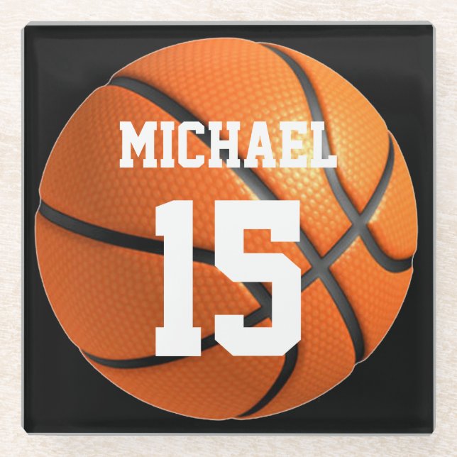 Basketball Your Name Glass Coaster (Front)