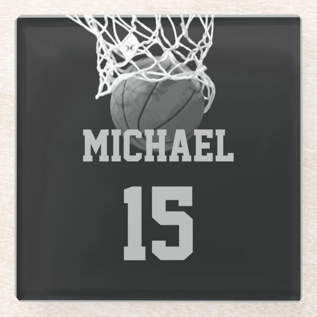 Basketball Your Name Glass Coaster (Front)