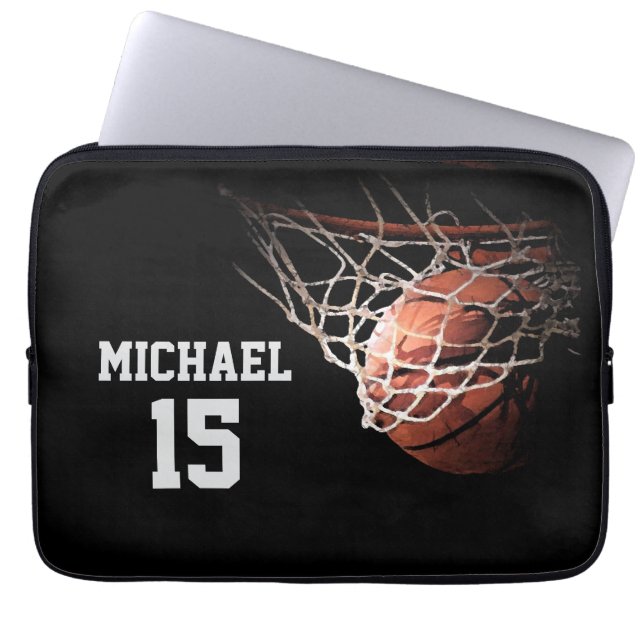 Basketball Your Name Laptop Sleeve (Front)