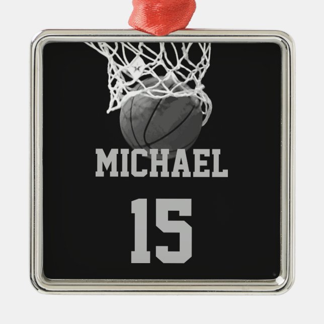 Basketball Your Name Metal Tree Decoration (Front)