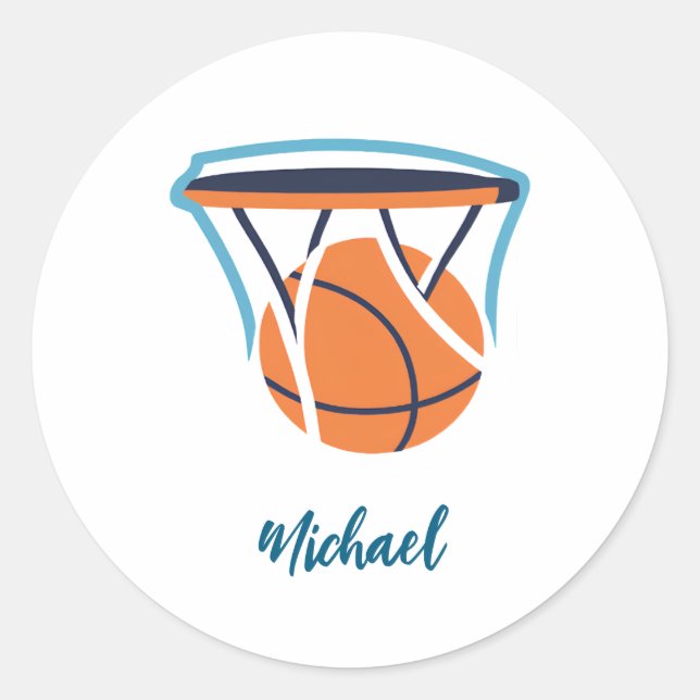Basketball Your Name Personal  Classic Round Sticker (Front)